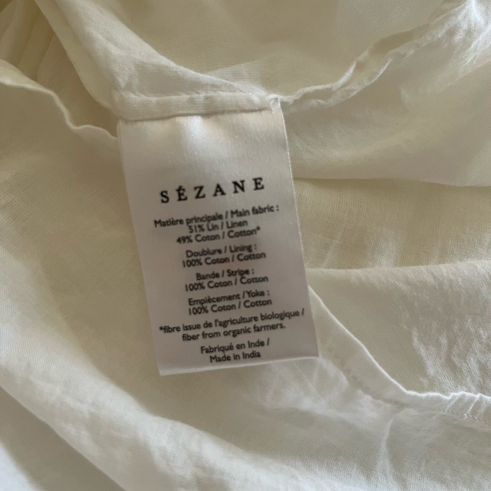 Sezane Zarri embroidered white/ecru lace midi dress.  Cotton/linen. Size 38 - Picture 13 of 15